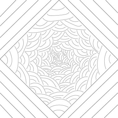 Soyut, pürüzsüz, eğri büğrü ve çizgili el yapımı doku. Vektör arka planı tekrarlıyor. düzensiz girdap deseni.