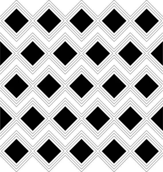 ベクトルシームレスな黒と白のZikzakと正方形の形状 グリッドパターン 幾何学的背景デザイン — ストックベクタ