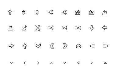 Ok simgeleri ayarlandı. Tamam simge. Ok vektör koleksiyonu. İmleç. Modern basit oklar. Vektör çizimi