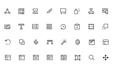 Sanat, çizim, ağ ve kişisel gelişim grafik tasarım simgeleri seti. Çizgi biçimi vektörü. Kişisel Gelişim, Kişisel Gelişim, Kişisel Eğitim Konulu Vektör Hattı Simgeleri. Düzenlenebilir Vuruş.