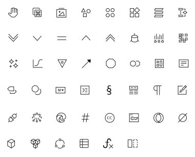 Sanat, çizim, ağ ve kişisel gelişim grafik tasarım simgeleri seti. Çizgi biçimi vektörü. Kişisel Gelişim, Kişisel Gelişim, Kişisel Eğitim Konulu Vektör Hattı Simgeleri. Düzenlenebilir Vuruş.