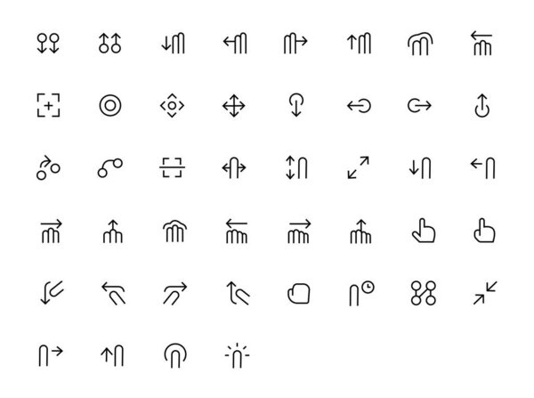 Touch gestures icon set. Zoom, touch, move vector illustration.