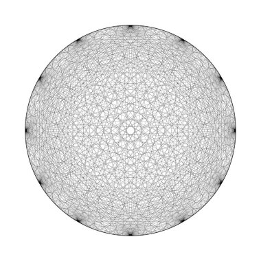 Noktalarla çevrili, simetri gibi bir mandalayı gösteriyor. Soyut çember. Kutsal Geometri. Vektör İllüstrasyonu. 