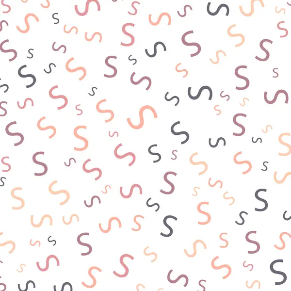 シームレス抽象S文字ベクトル幾何学パターン 白い背景のカラフルな文字 ランダムオーダー ギフト包装紙 ポスター ベッドリネンとインテリア スクールと学習テーマ — ストックベクタ
