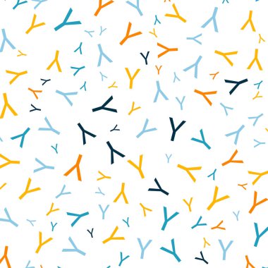 Kusursuz soyut Y harfi vektör geometrik deseni. Beyaz arka planda renkli harfler. Rastgele sipariş. Hediye paketi kağıdı, kumaş, poster. Yatak örtüsü ve iç döşeme. Okul ve öğrenme teması.