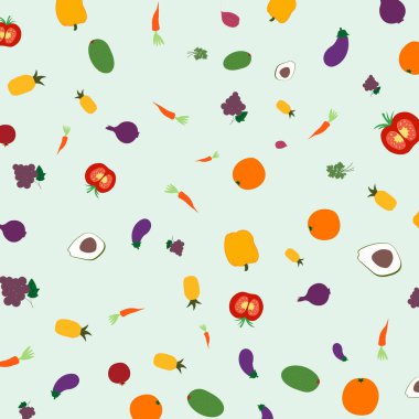 Sebzeler ve meyvesiz şablon. Dünya vejetaryen günü, dünya vejetaryen günü. Web sayfası, tekstil, duvar kağıdı, afiş, poster deseni. 