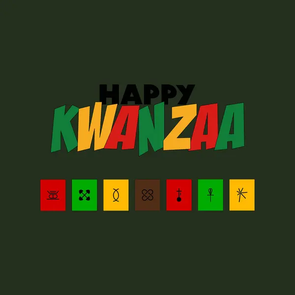 Kwanzaa sembollerinin yedi prensipli şenlikli kiraz kuşu. Afrika-Amerika bayramı Kwanzaa için dekoratif bir unsur. Düz vektör çizimi izole edildi