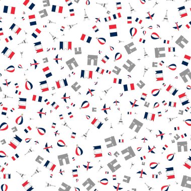 14 Temmuz Bastille Günü 'nün soyut geçmişi kutlu olsun. Posterler ve kartlar için kusursuz desen. Fransa bayrağının renkleri. Vektör illüstrasyonu.