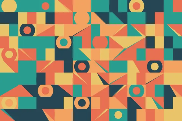 Soyut geometrik şablon arka plan, daire, üçgen ve kare çizgiler sanat tasarım vektörü.