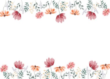 Yapraklı ve çiçekli düğün davetiyesi şablonu