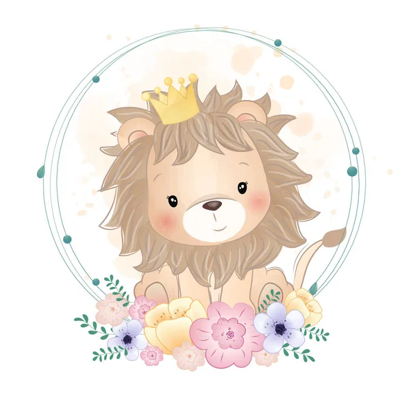 Cute Little Animals Boho Bear Fox Lion Adorable — Stock Vector