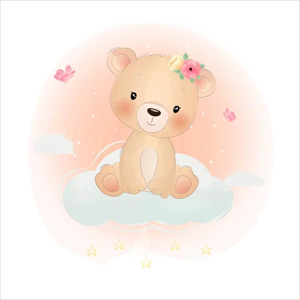 Słodkie Małe Zwierzęta Boho Niedźwiedź Lis Lew Adorable — Wektor stockowy