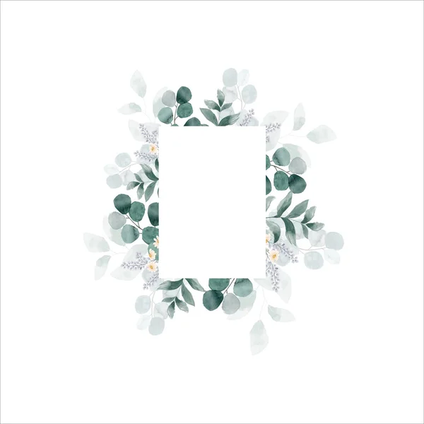 Bruiloft Uitnodiging Kaart Sjabloon Met Bladeren Bloemen — Stockvector