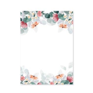 Suluboya yaban çiçeği okaliptüs davet arkaplanı, desenler 