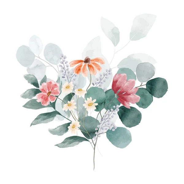 Akvarel Květ Eukalyptus Pozvánka Pozadí Vzory — Stockový vektor