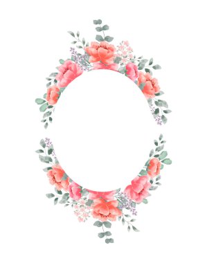 Zarif pembe çiçek okaliptüs vektör düğün davetiyesi, şablon geçmişi