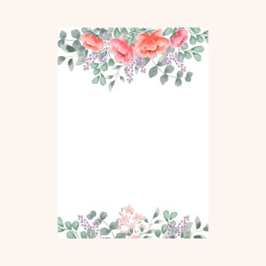 Elegant pink watercolor flowers invitation cards,patterns clipart