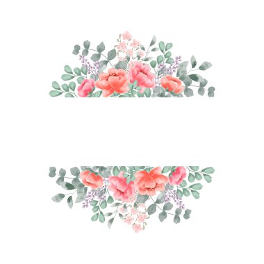 Zarif pembe suluboya çiçekler davetiye kartları, desenler