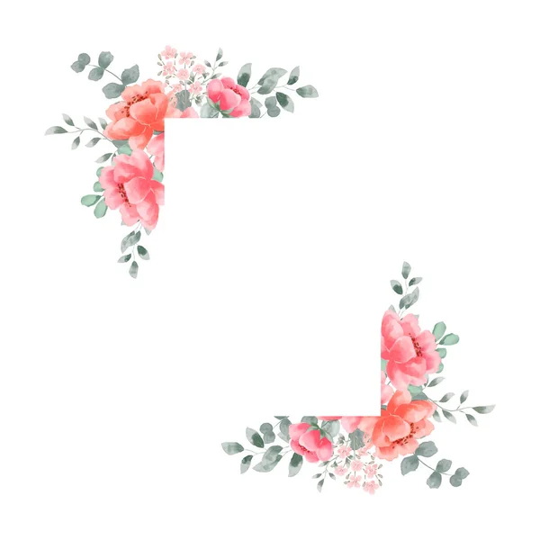 Elegante Rosa Fiore Eucalipto Vettore Invito Nozze Sfondi Modello — Vettoriale Stock