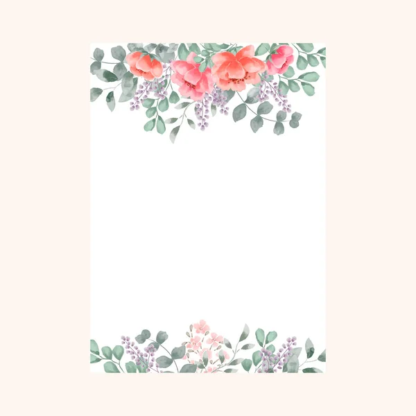 Элегантные Розовые Акварельные Цветы Пригласительные Билеты Шаблоны — стоковый вектор