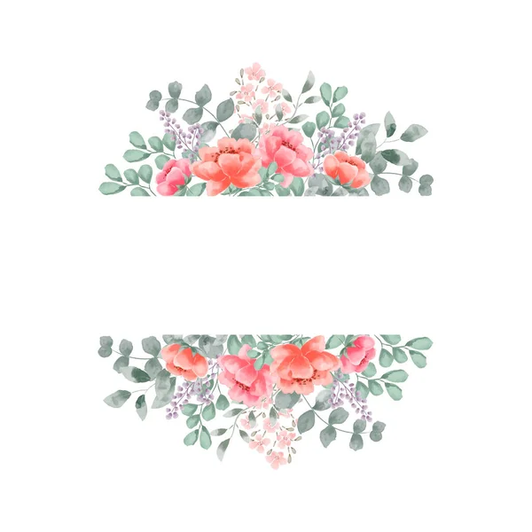 Elegante Rosa Aquarela Flores Cartões Convite Padrões — Vetor de Stock