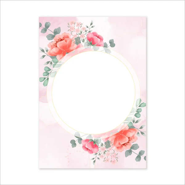 Elegante Rosa Aquarellblumen Einladungskarten Muster — Stockvektor