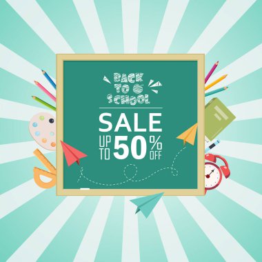 Okula geri dön. Arka plan satışı.