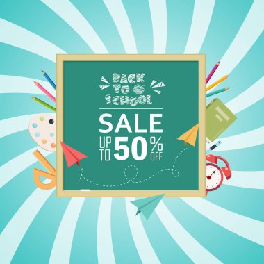 Okula geri dön. Arka plan satışı.