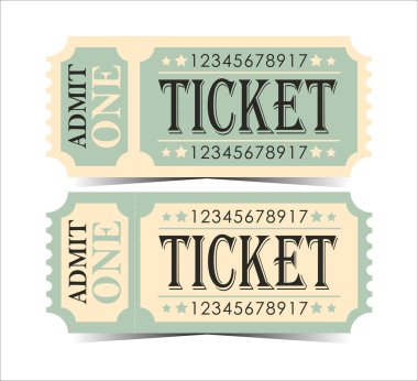 Bilet vektörü. Eski tarz sinemada.