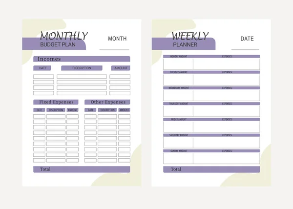 Monthly Weekly Planner — Stock Vector