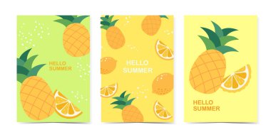 Yaz indirimi afişleri ve posterleri. Web ve sosyal medya afişleri, baskı materyalleri, haber tasarımları, kuponlar, pazarlama için vektör illüstrasyonları