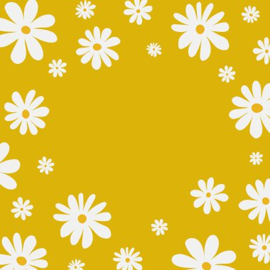 Floral background with white chamomiles on light blue background. cover design ,Vector floral illustration for social media, print, wallpapers, wrapping.