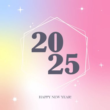  2025 mutlu yıllar kart kapakları, posta şablonu tasarımı. Modern estetik eğilimli bağnaz arka planlar, geometrik soyut şekiller. Y2k trend minimalist estetik.