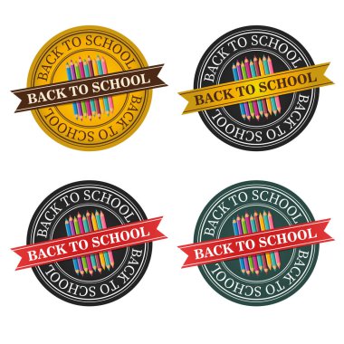 Okul etiketlerine geri dön. Vektör illüstrasyonu
