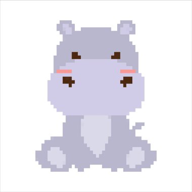 Hayvanlar piksel resim seti. Safari yaban hayatı koleksiyonu. 8 bit. Oyun geliştirme, mobil uygulama. İzole vektör illüstrasyonu.