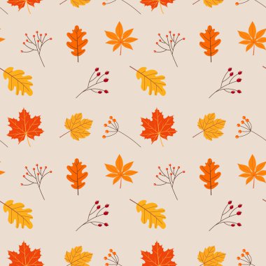 Sonbahar yapraklarının kusursuz deseni. Vektör illüstrasyonu.