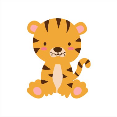 Safari hayvanları ve çiçeklerle dolu şirin çıkartmalar. Savana ve safari komik çizgi film çıkartmalı hayvanlar