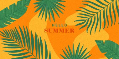 Parlak tropikal yaprakları olan yaz yatay arka planı. Satışlar için modern sanat minimalist tasarım şablonu, yatay poster, kapak, sosyal medya