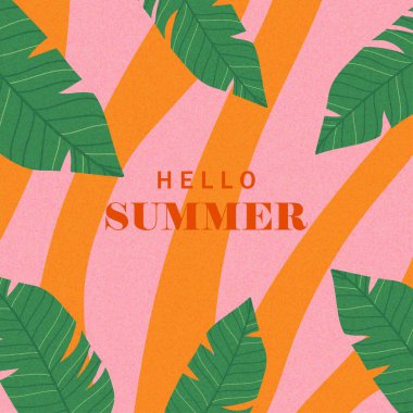 Parlak tropikal yaprakları olan yaz yatay arka planı. Satışlar için modern sanat minimalist tasarım şablonu, yatay poster, kapak, sosyal medya