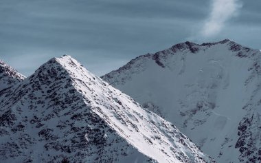 Les Houches, Chamonix 'den karla kaplı dağları olan güzel bir manzara.
