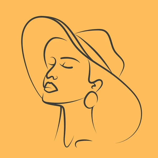 Портрет Красивой Женщины Шляпе Ручной Рисунок Вектора — стоковое фото