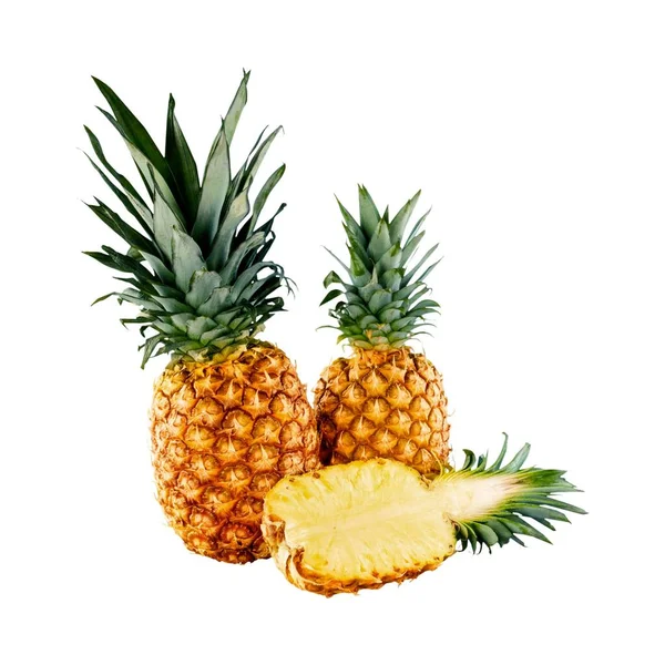 Ananas Met Segmenten Witte Achtergrond — Stockfoto