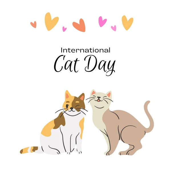 Международный День Кота Векторный Плоский Стиль Кошачий Дизайн Кошачий Вектор — стоковое фото