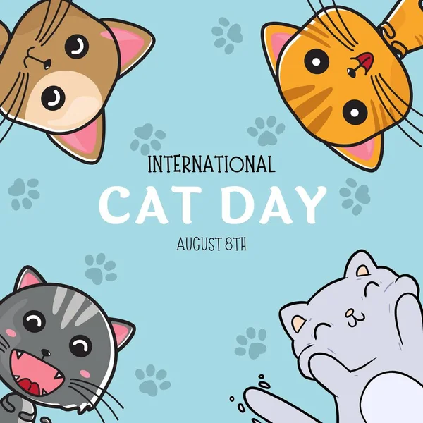 Chat Est Jour Des Animaux Illustration Vectorielle Happy Cat Day — Photo