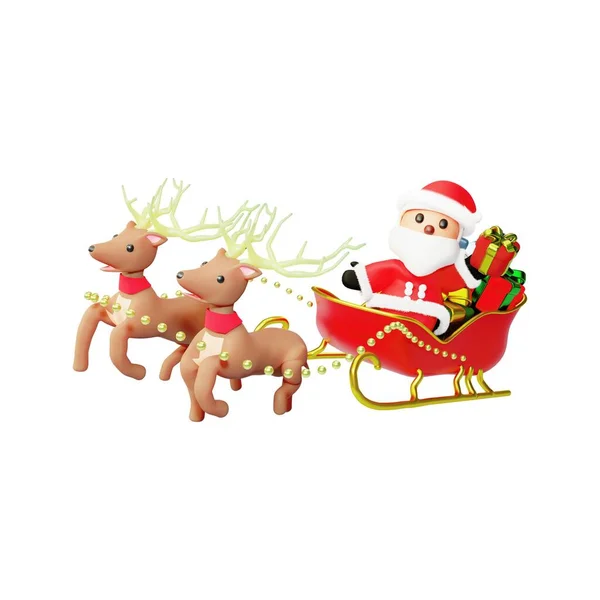 Renna Natale Cervo Sfondo Bianco Babbo Natale Illustrazione Babbo Natale — Foto Stock