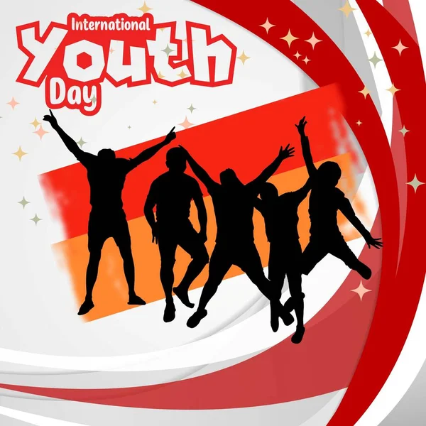 Banner Zum Internationalen Jugendtag Feier Zum Jugendtag Flache Bauweise Flyer — Stockfoto