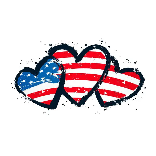 Usa Vlajka Srdcem Americká Vlajka Srdce Vzory — Stock fotografie