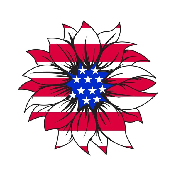 Bloem Bladeren Verenigde Staten Van Amerika Bloem Amerikaanse Vlag Ontwerp — Stockfoto