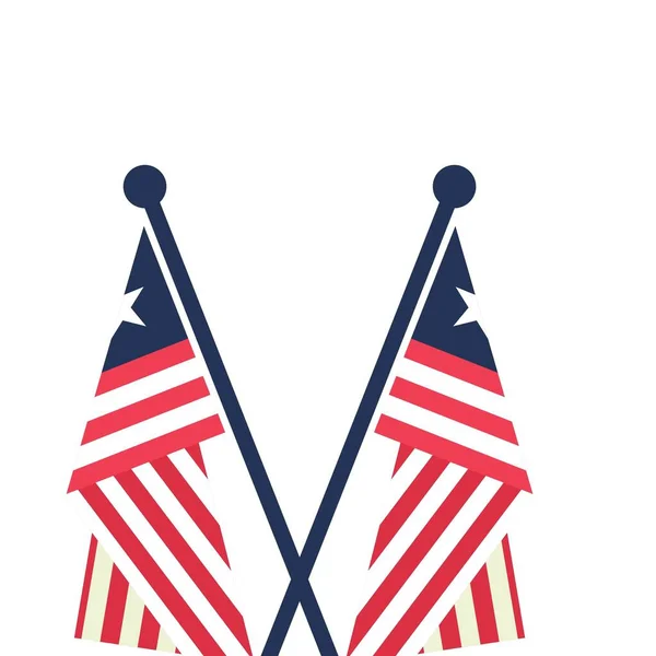 Usa独立日矢量图标设计 会议桌面上的两面旗帜和交会旗 — 图库照片