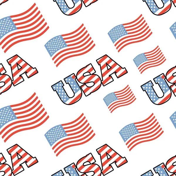 Usa Onafhankelijkheid Dag Naadloze Patroon Achtergrond Usa Letters Vlaggen Achtergrond — Stockfoto